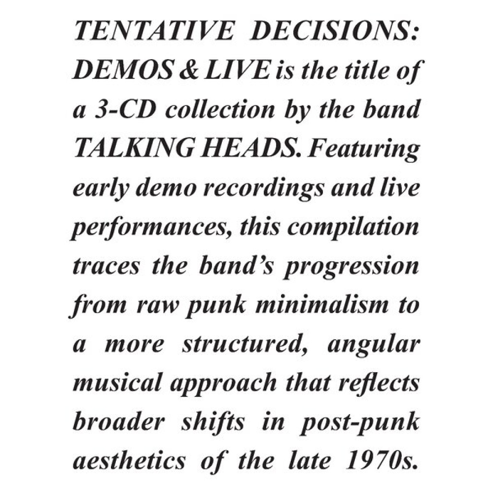TENTATIVE DECISIONS: DEMOS & LIVE (3CD) (SOFTPACK) TENTATIVE DECISIONS: DEMOS & LIVE (3CD) (SOFTPACK)